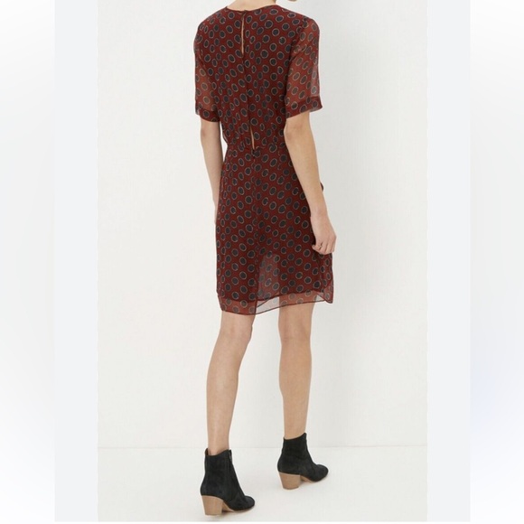 ISABEL MARANT TOILE barden dots dress burgundy red silk chiffon dotted open back - Picture 4 of 9